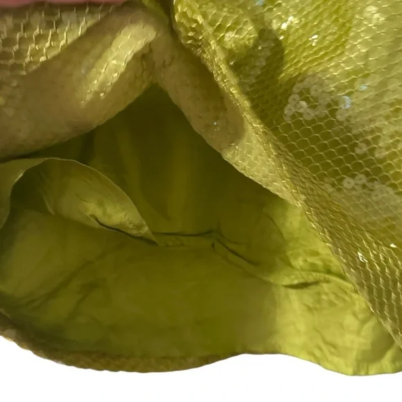 100% Silk Green Sequin Vintage Carole Little Strappy Cami Top Size Medium - Picture 6 of 6